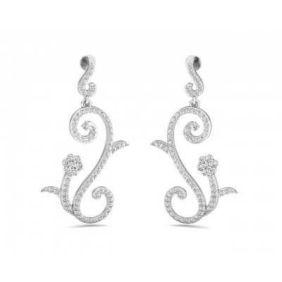 Fleur Long Brilliant Diamond Earrings